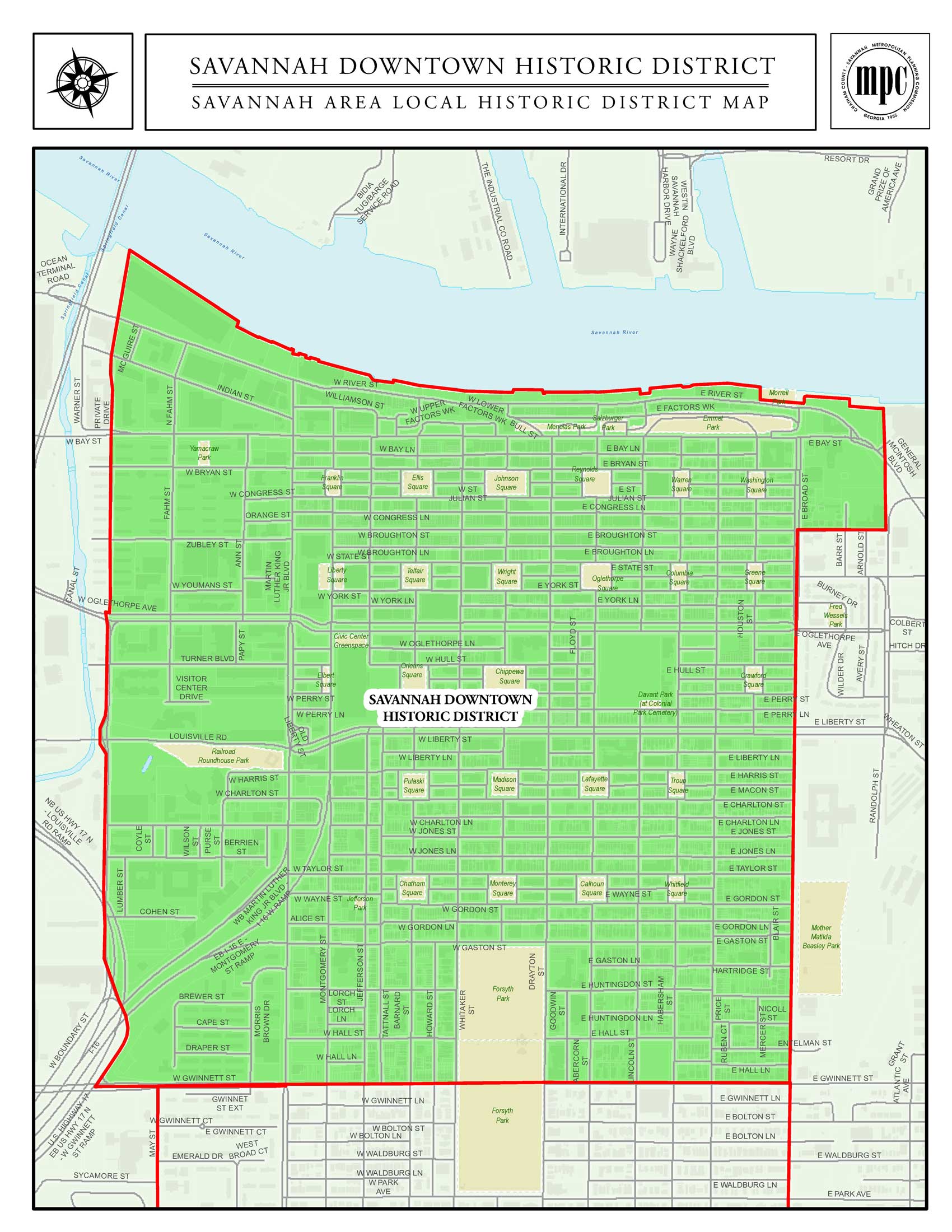 Neighborhood map of Savannah